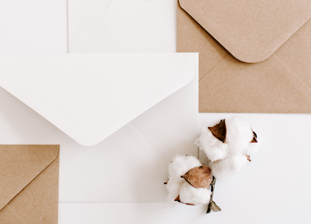 brown and white envelope