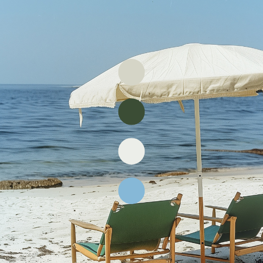 Aesthetic Beach with Chairs and Umbrella