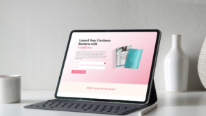 a mockup of freelancing blueprint funnel